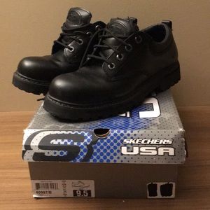 Skechers Troy Black Leather work shoes